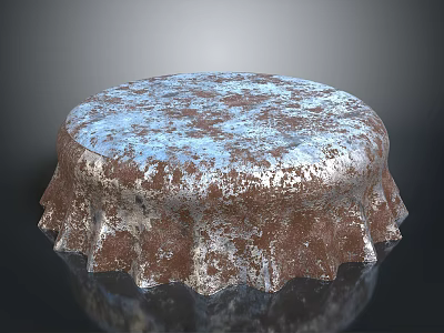 Durable Rusty Metal Hardware Tool Cap Featuring Circular Surface and Corrugated Edges 3d model