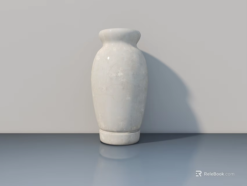 Minimalist White Vase On Gray Tabletop With Light Gray Wall Background 3d model 