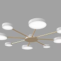 Modern Multi Arm Chandeliers With Round Colored Lampshades In White Blue Green Tones