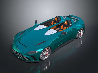 Teal Convertible Sports Car With Orange Seats And Sleek Aerodynamic Design 3d model