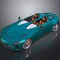 Teal Convertible Sports Car With Orange Seats And Sleek Aerodynamic Design