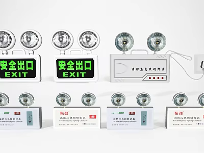 High Quality Fire Safety Equipment With Emergency Lights And Exit Signs 3d model