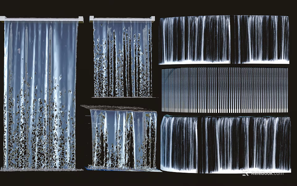 Modern Garden Water Curtain Decorative Features With Multiple Patterns And Transparent Panels 3d model