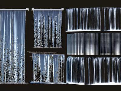 Modern Garden Water Curtain Decorative Features With Multiple Patterns And Transparent Panels 3d model