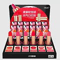 Vibrant Matte Velvet Lipstick Display Shelf with New Color Options and Product Labels