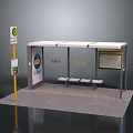 Modern Bus Shelter Facility With Roof Benches Information Board And Signpost