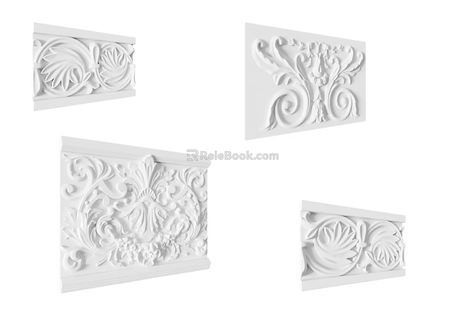 European-style carved simple plaster decorative line 3d model