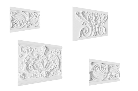 European-style carved simple plaster decorative line 3d model