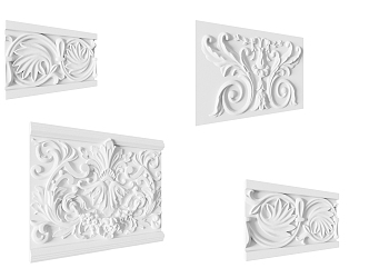 European-style carved simple plaster decorative line 3d model