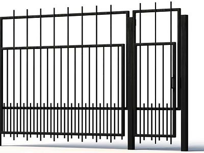Modern Black Metal Railings With Vertical Bars And Decorative Base For Outdoor Use 3d model