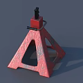 Red Triangular Industrial Equipment Support Stand With Black Top Component 3d model