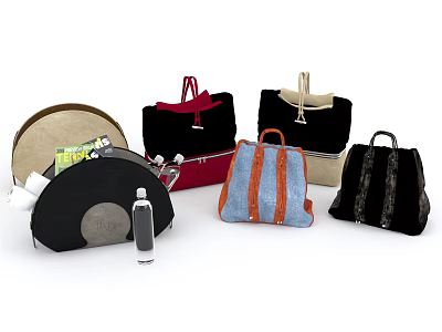 Assorted Stylish Bags With Various Colors And Designs For Daily Use 3d model