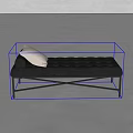 Modern Chaise Lounge With Dark Upholstery White Cushion And Black Metal Crossed Legs