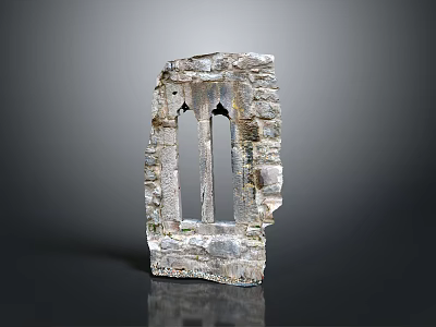 Ancient Gothic Stone Window Frame Architectural Structure with Intricate Design 3d model