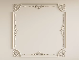 French Gypsum Carved Ceiling Light Plate Corner Angle Flower Gypsum Components 3d model