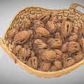 Woven Storage Basket Filled With Fresh Walnuts For Home Storage Use 3d model