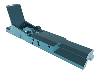 Precision Machined Blue Metal Mechanical Part With Multiple Holes And Flat Surfaces 3d model