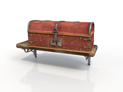 Vintage Style Wooden Boxes Wooden Boxes Red Leather Lining Metal Latch Wooden Shelf Metal Table Legs Vintage Furniture Indoor Props High Quality Material 3d model
