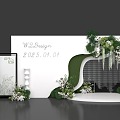 Event Meichen Modern Wedding Flower Art Wedding Party Photo Punch 3d model