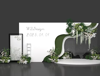 Event Meichen Modern Wedding Flower Art Wedding Party Photo Punch 3d model
