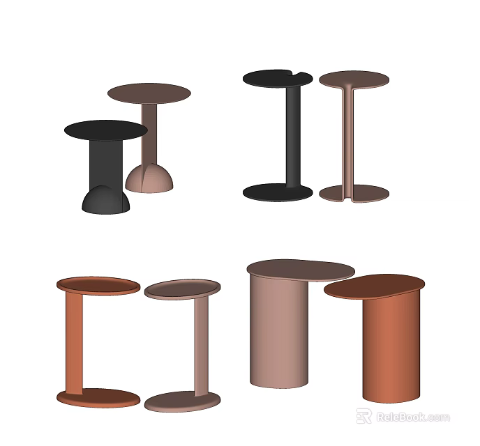 Modern Stylish Side Tables With Various Designs And Multiple Color Options 3d model