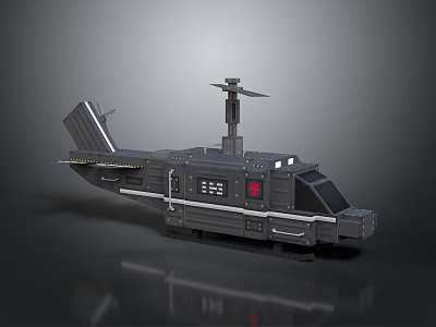 Futuristic Sci Fi Aircraft 3D Model With Rotor System And Red Light 3d model