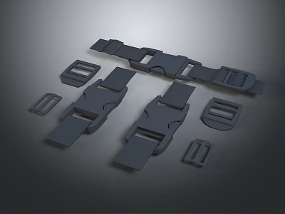 Black Adjustable Clothing Accessory Buckles Fastening Parts for Garments and Bags 3d model