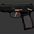 High Quality Modern Black Tactical Pistol Featuring Red Accents And Textured Grip