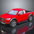 Red Pickup Truck 3D Rendered Exterior Design With Shiny Reflective Surface 3d model