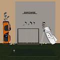 Golf Sports Equipment Set With Clubs Bags Balls And Display Rack On Green Turf