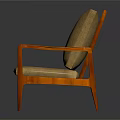 Comfortable Modern Leisure Chair With Wooden Frame Beige Cushion And Armrests Design