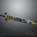 Mythical Character Weapon Sword With Purple Hilt Blue Yellow Blade And Creature Patterns 3d model