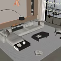 Modern sofa coffee table combination 3d model