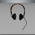 Modern Stylish Headphones With Orange Headband Black Ear Cups And Red Cable