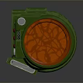 Green Household Gadget With Dual Digital Screens And Orange Accent Controls