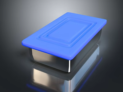 Functional Tableware Set With Blue Lid And Metal Container For Food Storage Use 3d model