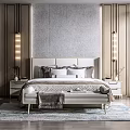 New Chinese Background Double Bed Double Bed 3d model