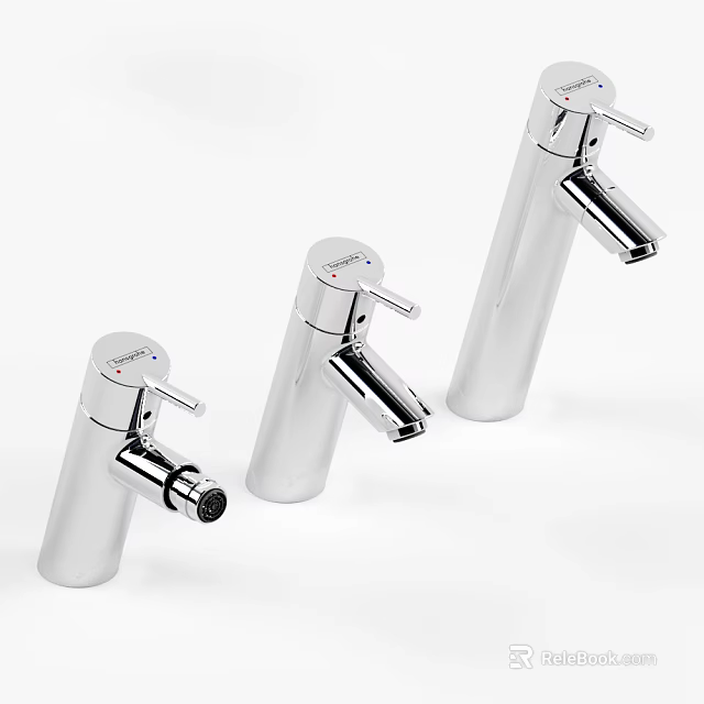 Modern Chrome Bathroom Faucets With Sleek Single Handle Design 3d model 