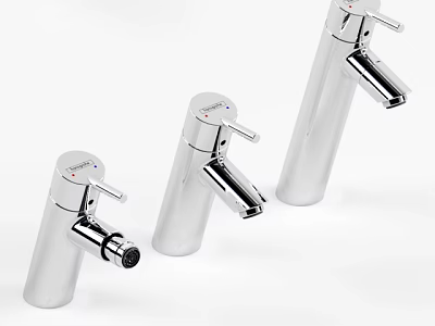 Modern Chrome Bathroom Faucets With Sleek Single Handle Design 3d model