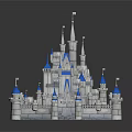 Cartoon Castle Scene With Blue Spires White Towers And Fairy Tale Design