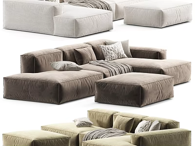Modern Modular Sofa Set With Various Colors Decorative Pillows And Ottoman 3d model