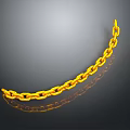 Golden Curved Chain Pendant With Shiny Reflective Surface On Gray Gradient Background 3d model