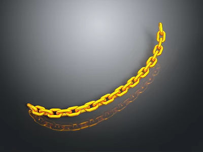 Golden Curved Chain Pendant With Shiny Reflective Surface On Gray Gradient Background 3d model
