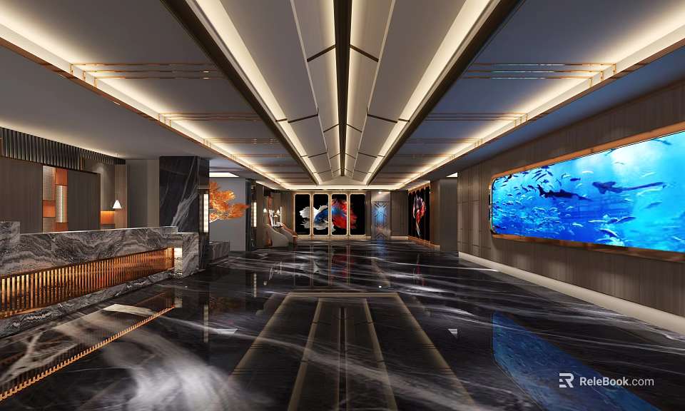 Modern KTV Interior Design With Stylish Lighting And Comfortable Seating Areas 3d model