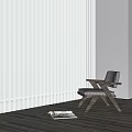 Minimalist Leisure Chair In Modern Interior With White Vertical Blinds And Wooden Floor