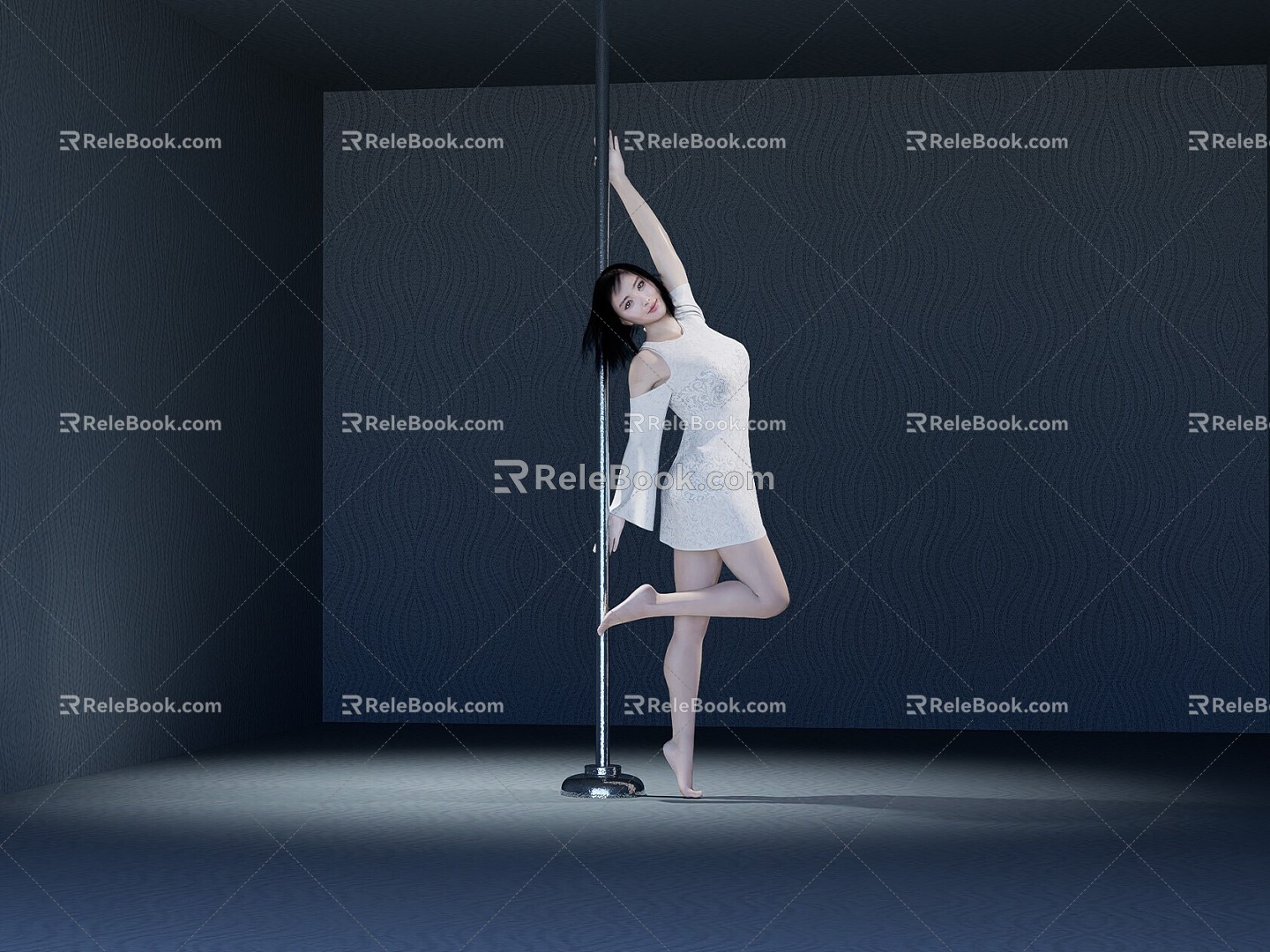 The beauty of the pole dance 3d model