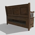 Outdoor Wooden Bench with Backrest Armrests and Storage Compartment Design