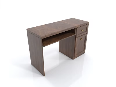 Modern Wooden Desk With Single Drawer Lower Cabinet And Smooth Tabletop 3d model