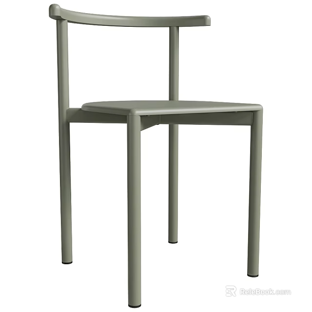 Modern Gray Dining Chair With Sleek Metal Legs And Simple Design 3d model 