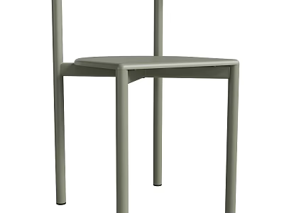 Modern Gray Dining Chair With Sleek Metal Legs And Simple Design 3d model
